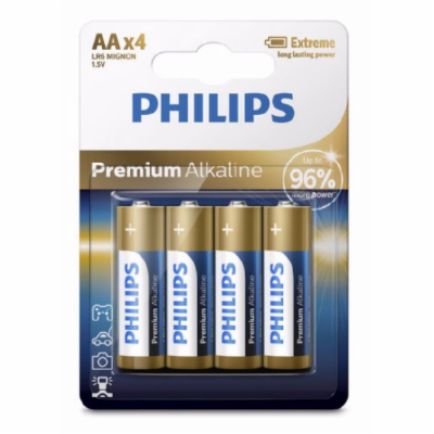 Philips baterie 4x AA (1,5V), řada Premium Alkaline