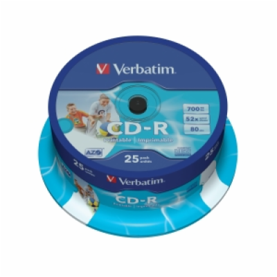 VERBATIM CD-R(25-Pack)Spindle/Printable/52x/700MB/DLP