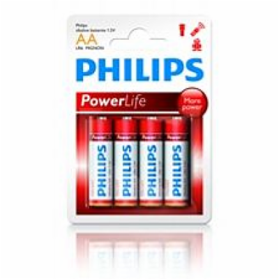 Philips baterie AA PowerLife, alkalická - 4ks