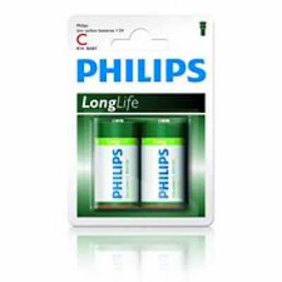 Philips baterie C LongLife zinkochloridová - 2ks, blister