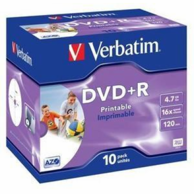 VERBATIM DVD+R(10-Pack)Printable/Jewel/16x/4.7GB