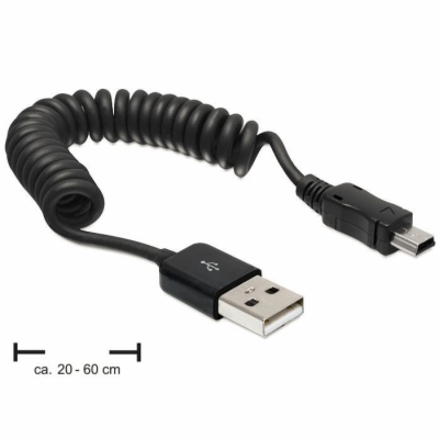 Delock kabel USB 2.0 A samec > USB mini samec, kroucený k...