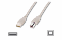 Digitus USB kabel A/samec na B-samec, 2x stíněný, béžový, 3m 