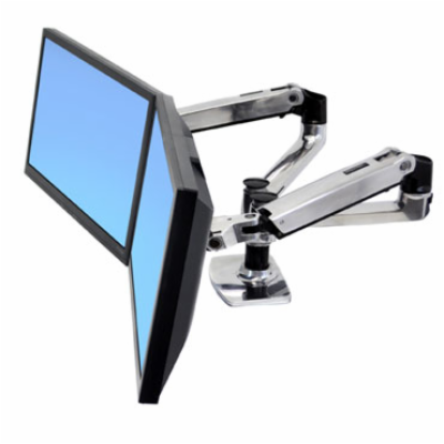 ERGOTRONLX SIDE BY SIDE DUAL ARM, Polished Aluminum, stoj...