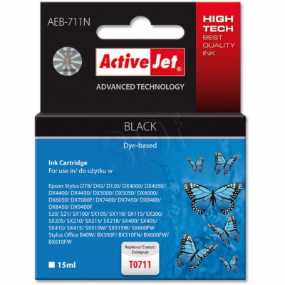 ActiveJet inkoust Epson T0711 D78/DX6000/DX6050 Black, 15...