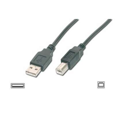 Digitus USB kabel A/samec na B/samec, 2x stíněný, černý, 1m