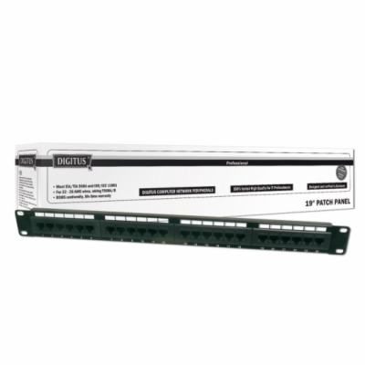 DIGITUS CAT 5e patch panel, nestíněný, 24 portů RJ45, 8P8...