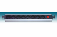 PremiumCord 19" PDU, 1.5U, 8x230V, 2m kabel Euro, vypínač