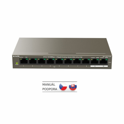 Tenda TEF1110P-8-102W PoE AT switch - 8x PoE 100 Mb/s + 2...