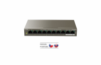 Tenda TEF1110P-8-102W PoE AT switch - 8x PoE 100 Mb/s + 2x Uplink 1 Gb/s, PoE max 102W, fanless,PoE+