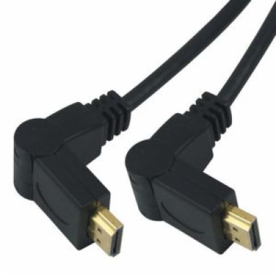 PREMIUMCORD Kabel HDMI A - HDMI A M/M 2m, otočné zlacené ...