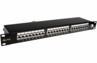 SOLARIX patch panel, CAT6, 24 x  RJ45, STP, černý, 1U