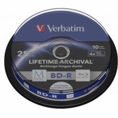 Verbatim BD-R 25GB 4x, M-Disc, printable, spindle, 10ks (...