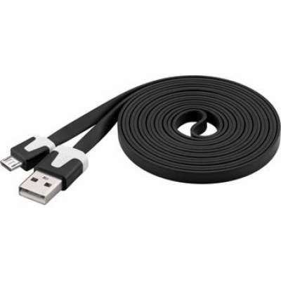 PremiumCord Kabel microUSB 2.0, A-B, plochý, černý