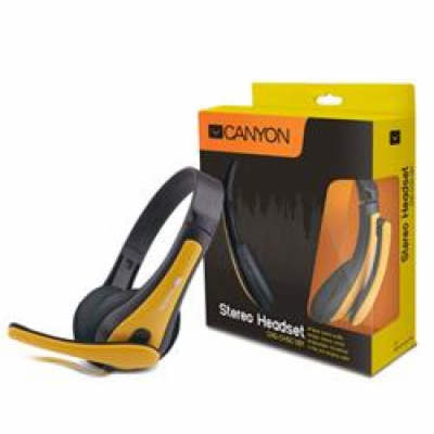 CANYON headset HSC-1, lehký, 3,5 mm jack TRRS, černo-žlutá