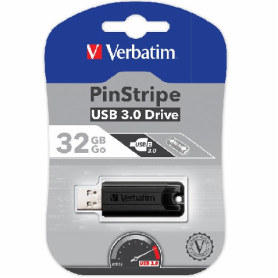 VERBATIM Flash Disk PinStripe USB 3.0, 32GB - černá