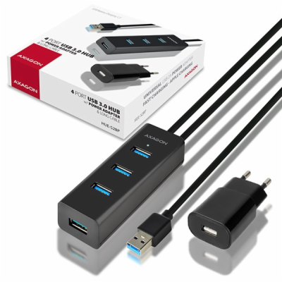 AXAGON HUE-S2BP, 4x USB 3.0 CHARGING hub, vč. AC adaptéru...