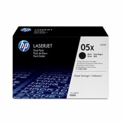 HP 05X Black 2-pack LJ Toner Cart, CE505XD (6,500 / 6,500...