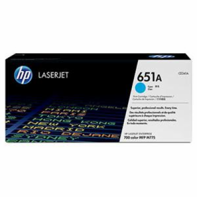 HP 651A Cyan LJ Toner Cart, CE341A (16,000 pages)