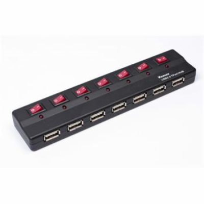 PremiumCord USB 2.0 HUB 7-portový s ext. napájením a vypí...