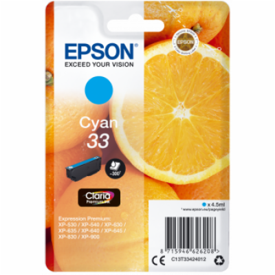 EPSON ink bar Singlepack "Pomeranč" Cyan 33 Claria Premiu...