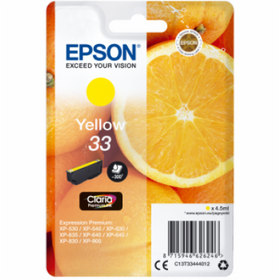 EPSON ink bar Singlepack "Pomeranč" Yellow 33 Claria Prem...