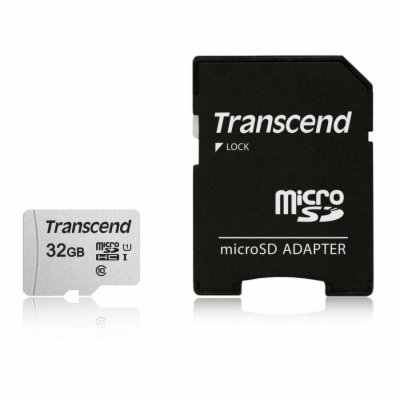 TRANSCEND MicroSDHC karta 32GB 300S, UHS-I U1 + adaptér