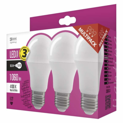 Emos LED žárovka Classic A60, 10,5W/75W E27, NW neutrální...