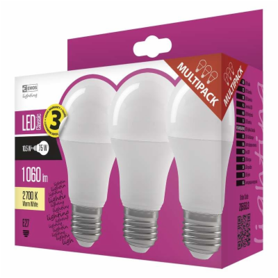 LED žárovka Classic A60 10,7W E27 teplá bílá 3Ks