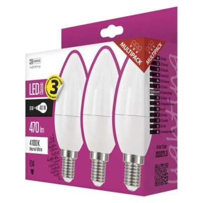 Emos LED žárovka CANDLE, 6W/40W E14, NW neutrální bílá, 4...