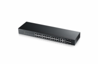 Zyxel GS1920-24V2 28-port Gigabit WebManaged Switch, 24x gigabit RJ45, 4x gigabit RJ45/SFP, fanless