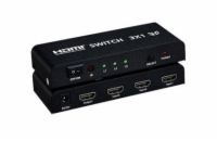 PremiumCord HDMI switch 3:1 kovový, dálkové ovl.