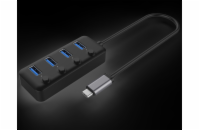 PREMIUMCORD 5G SuperSpeed USB Hub Type C na 4x USB 3.1 A Gen1, vypínače portů