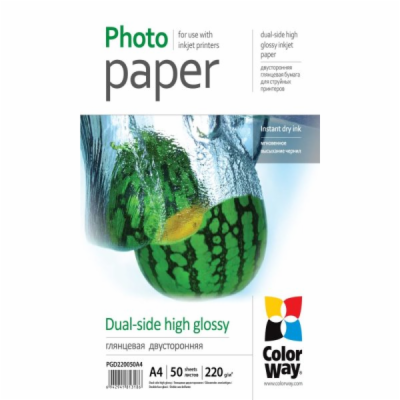 COLORWAY fotopapír/ oboustranný/ high glossy 220g/m2, A4/...