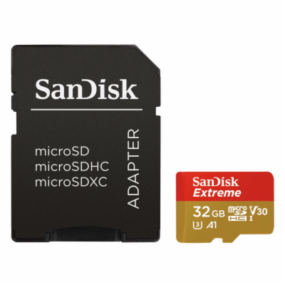 SanDisk Extreme/micro SDHC/32GB/UHS-I U3 / Class 10/+ Ada...