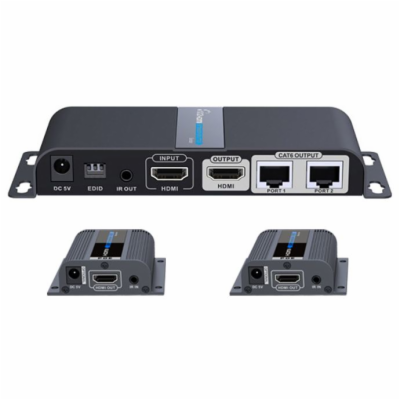 PremiumCord HDMI 1-2 splitter+extender po CAT6/6a/7, FULL...