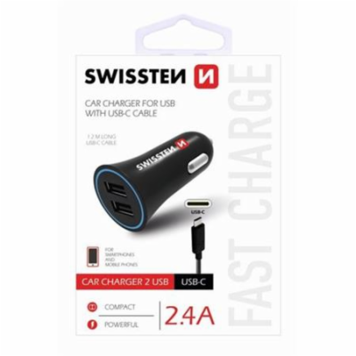 Swissten Cl Adaptér 2,4A Power 2X Usb + Kabel Usb-C