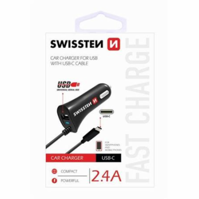 Swissten Cl Autonabíječka Usb-C A Usb 2,4A Power