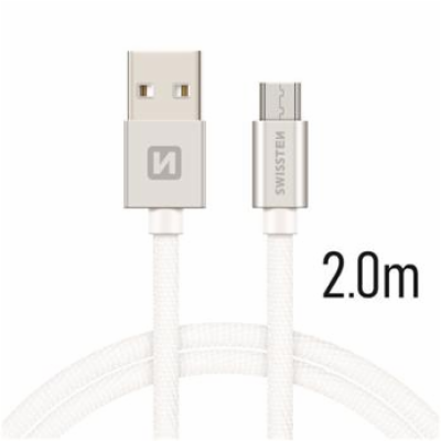 Swissten Datový Kabel Textile Usb / Micro Usb 2,0 M Stříbrný