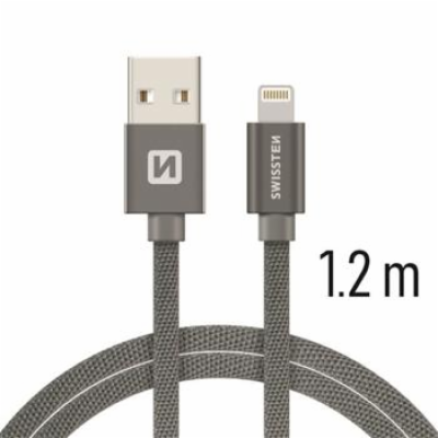 Swissten Datový Kabel Textile Usb / Lightning 1,2 M Šedý