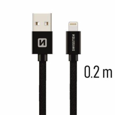 Swissten Datový Kabel Textile Usb / Lightning 0,2 M Černý