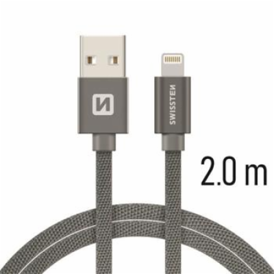 Swissten Datový Kabel Textile Usb / Lightning 2,0 M Šedý