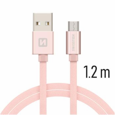 Swissten Datový Kabel Textile Usb / Micro Usb 1,2 M Růžov...