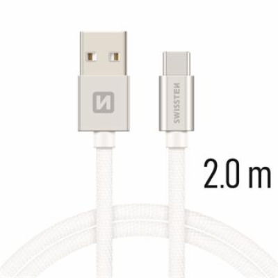 Swissten Datový Kabel Textile Usb / Usb-C 2,0 M Stříbrný