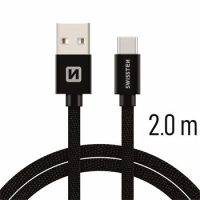 Swissten Datový Kabel Textile Usb / Usb-C 2,0 M Černý