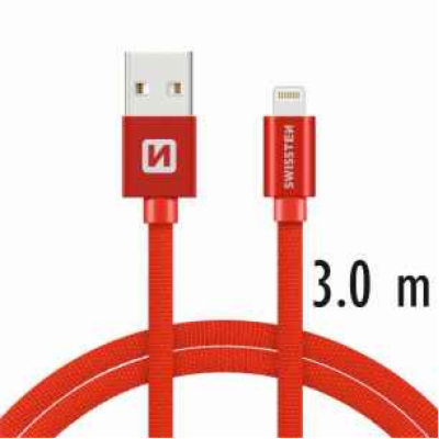 Swissten Datový Kabel Textile Usb / Lightning 3,0 M Červený