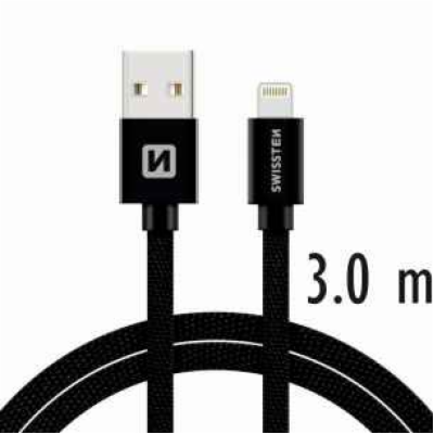 Swissten Datový Kabel Textile Usb / Lightning 3,0 M Černý