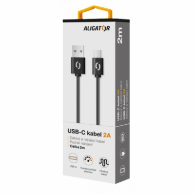 ALIGATOR datový kabel 2A, USB-C, délka 2m, černá