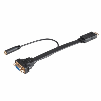 AKASA kabel HDMI na VGA, s audio kabelem, 20cm, černý