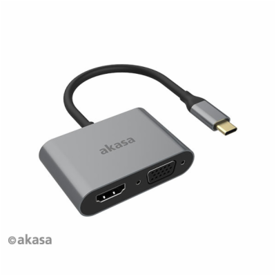 AKASA adaptér USB-C 2-in-1 (single or dual display output...